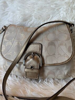 Coach Metallic Champagne Signature Crossbody Bag